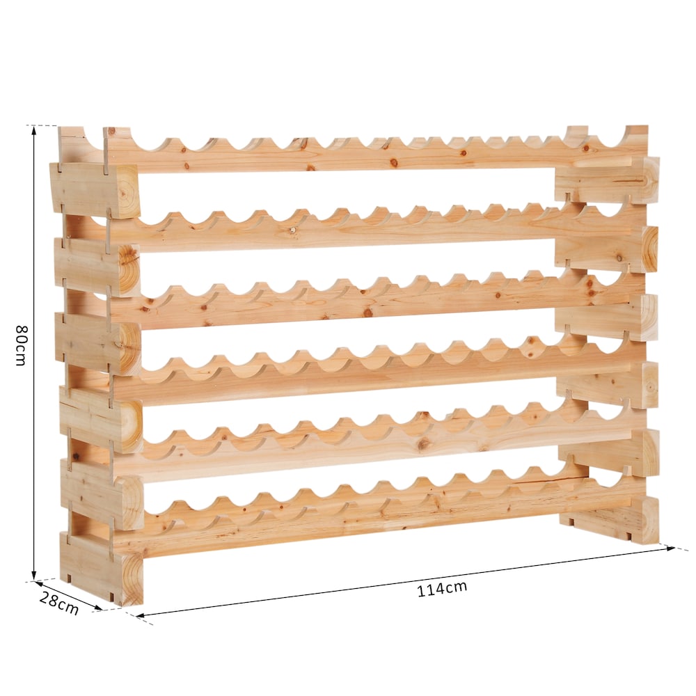 Wood Wine Rack Display 72 Bottles Holder Storage Stand 6-Tier Shelves Wooden