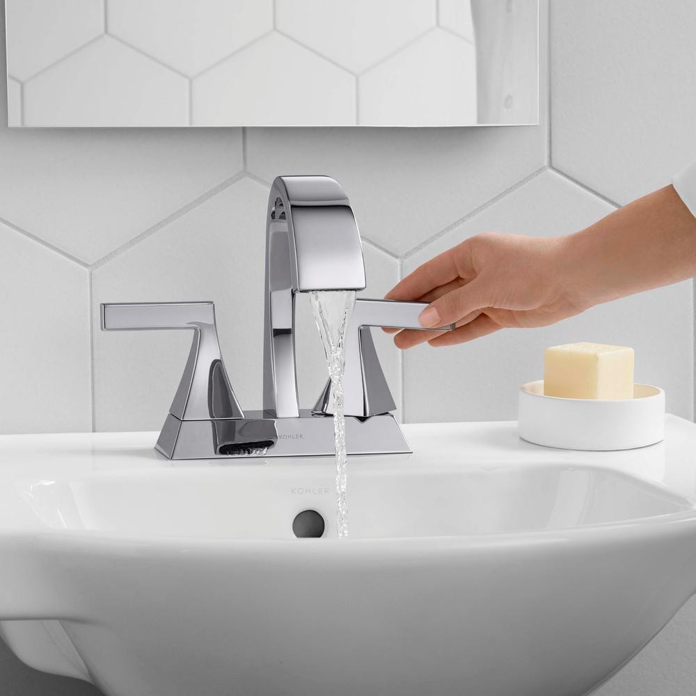 Robinet de salle de bain à 2 poignées Katun de 4 pouces en chrome poli