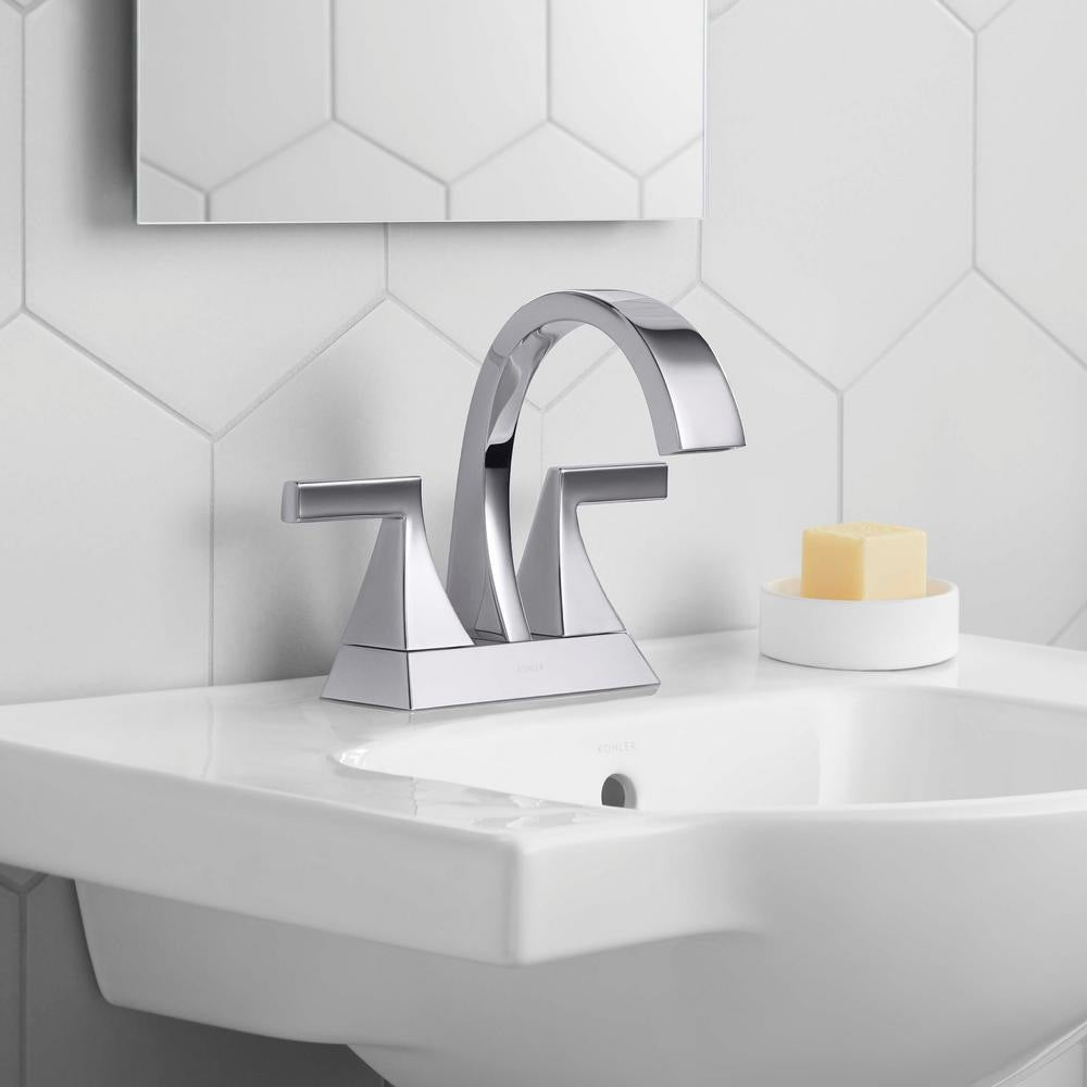 Robinet de salle de bain à 2 poignées Katun de 4 pouces en chrome poli
