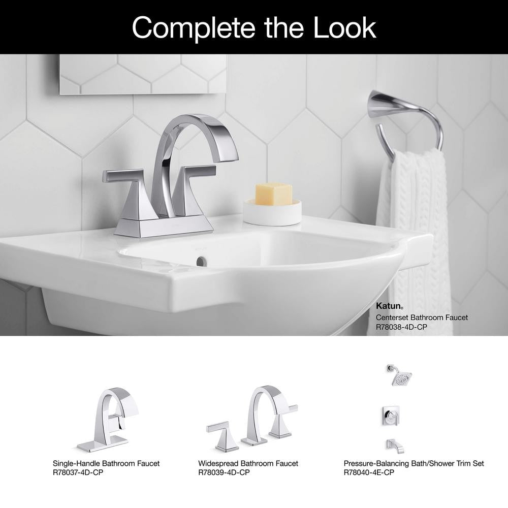 Robinet de salle de bain à 2 poignées Katun de 4 pouces en chrome poli