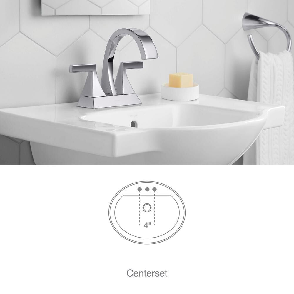 Robinet de salle de bain à 2 poignées Katun de 4 pouces en chrome poli