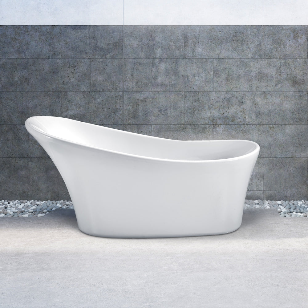 63 inch Streamline N460-IN-GLD Soaking Freestanding Bathtub and Tray with Internal Drain