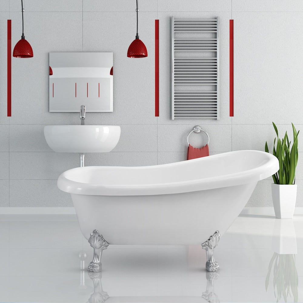 61 inch Streamline N480CH-IN-GLD Soaking Clawfoot Bathtub and Tray with Internal Drain