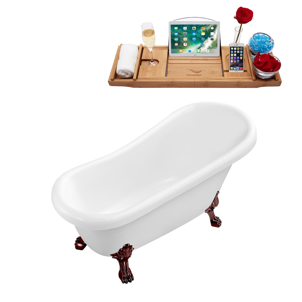 61 inch Streamline N480ORB-IN-GLD Soaking Clawfoot Bathtub and Tray with Internal Drain