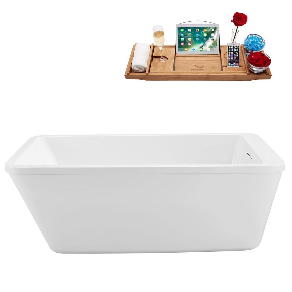 60 inch Streamline N250GLD Freestanding Bathtub and Tray with Internal Drain