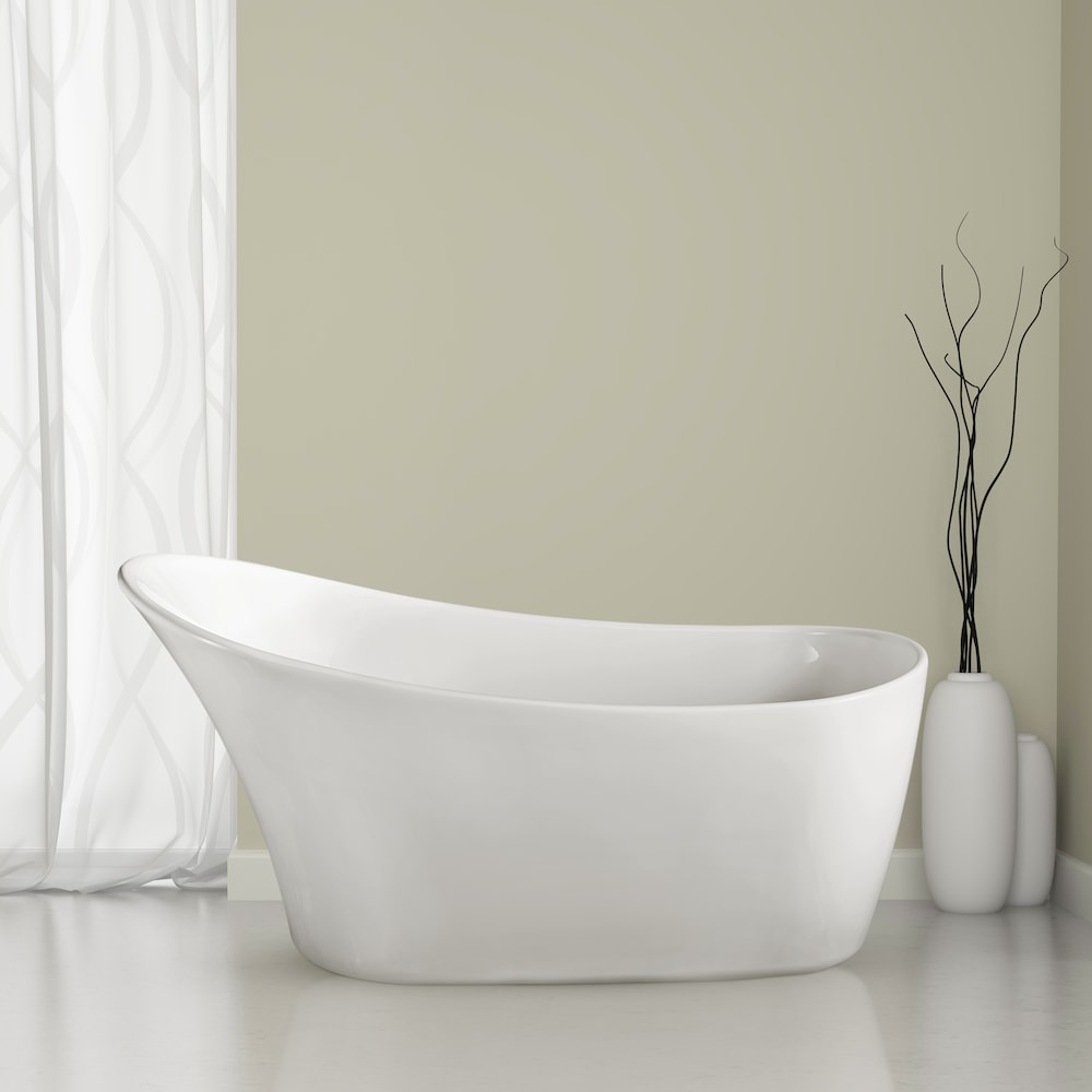 59 inch Streamline N820-IN-GLD Soaking Freestanding Bathtub and Tray with Internal Drain