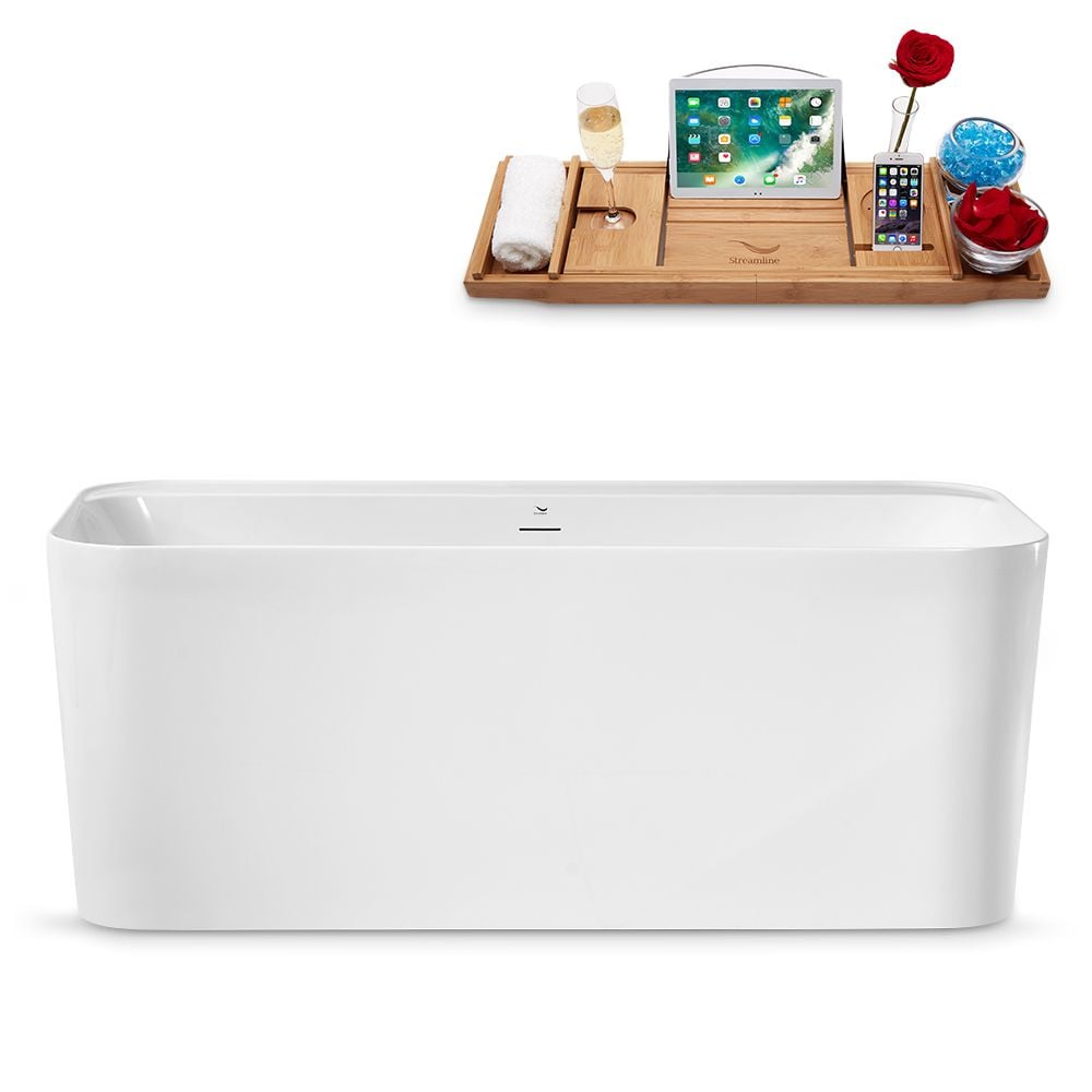 59 inch Streamline N2100GLD Freestanding Bathtub and Tray with Internal Drain