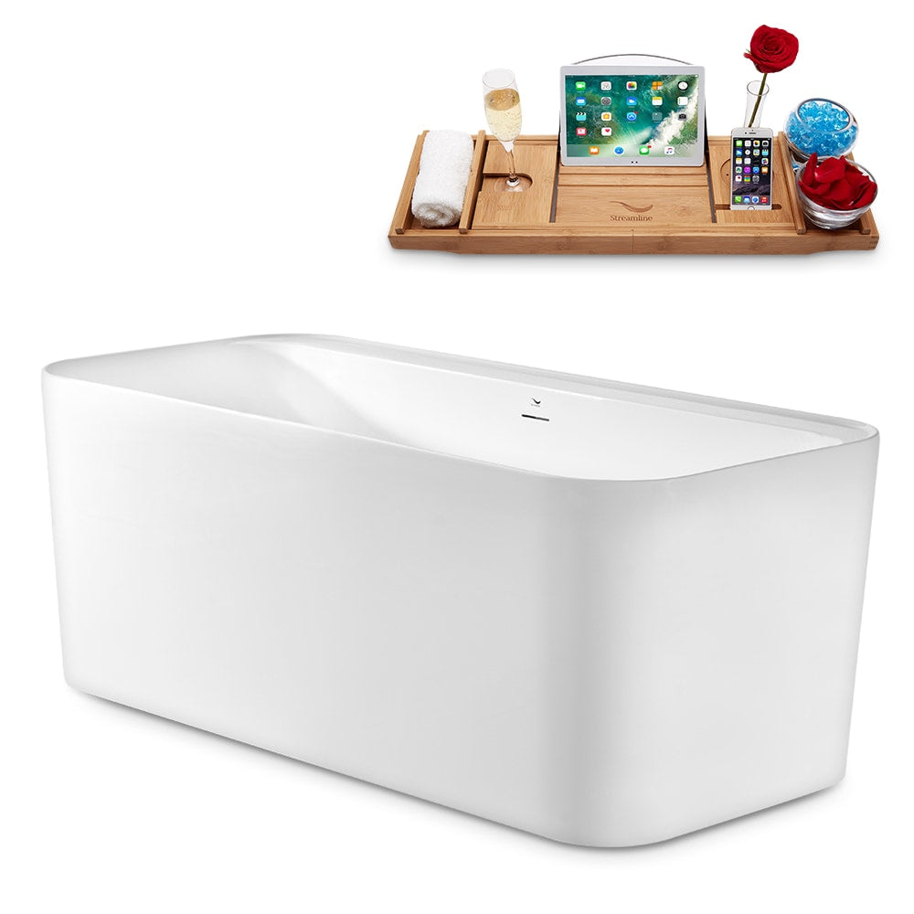 59 inch Streamline N2100GLD Freestanding Bathtub and Tray with Internal Drain