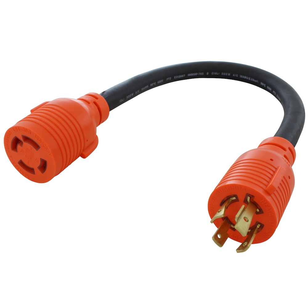 1.5ft 20A 4-Prong 125/250V L14-20P Plug to L14-30R 30A 4-Prong 125/250V Connector