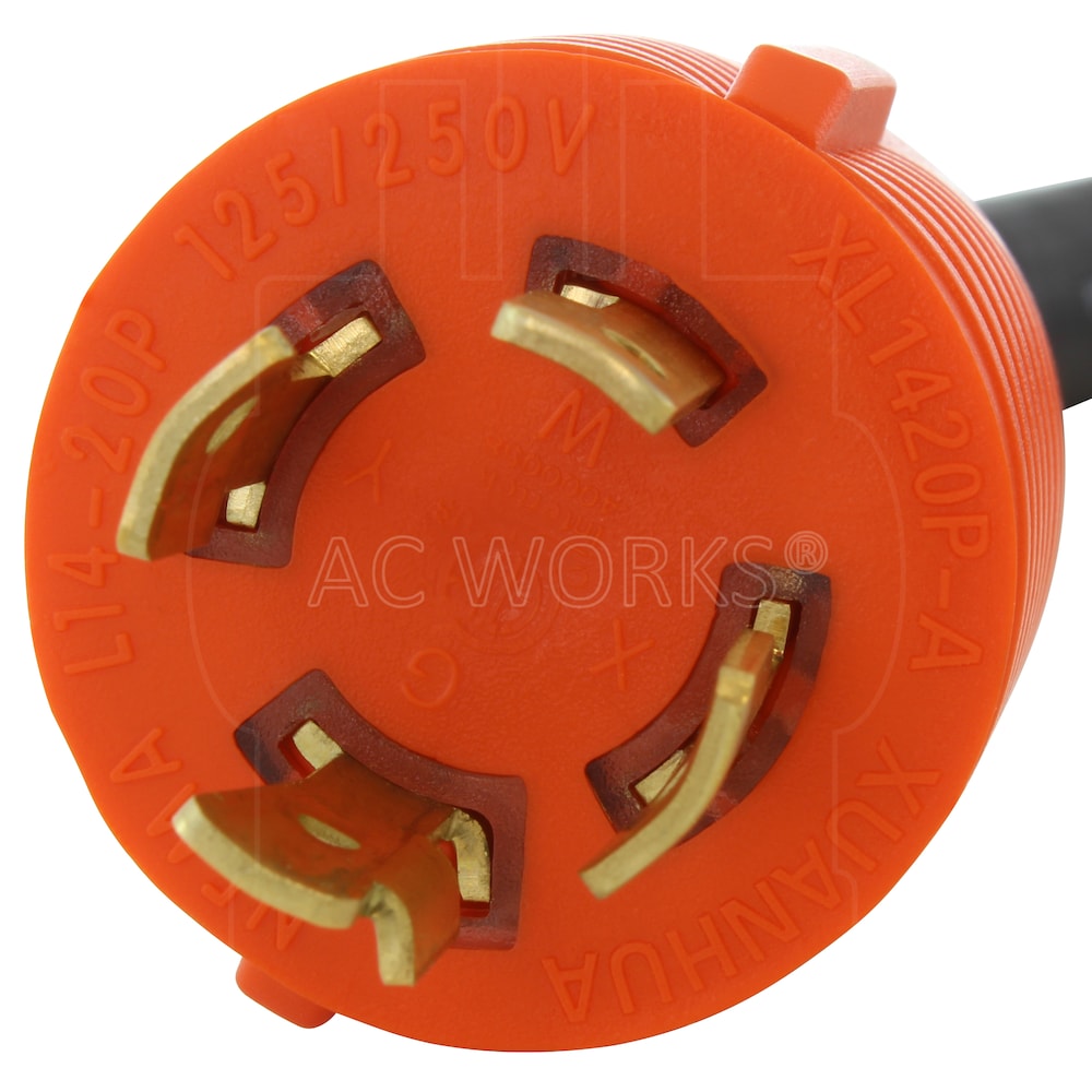 1.5ft 20A 4-Prong 125/250V L14-20P Plug to L14-30R 30A 4-Prong 125/250V Connector