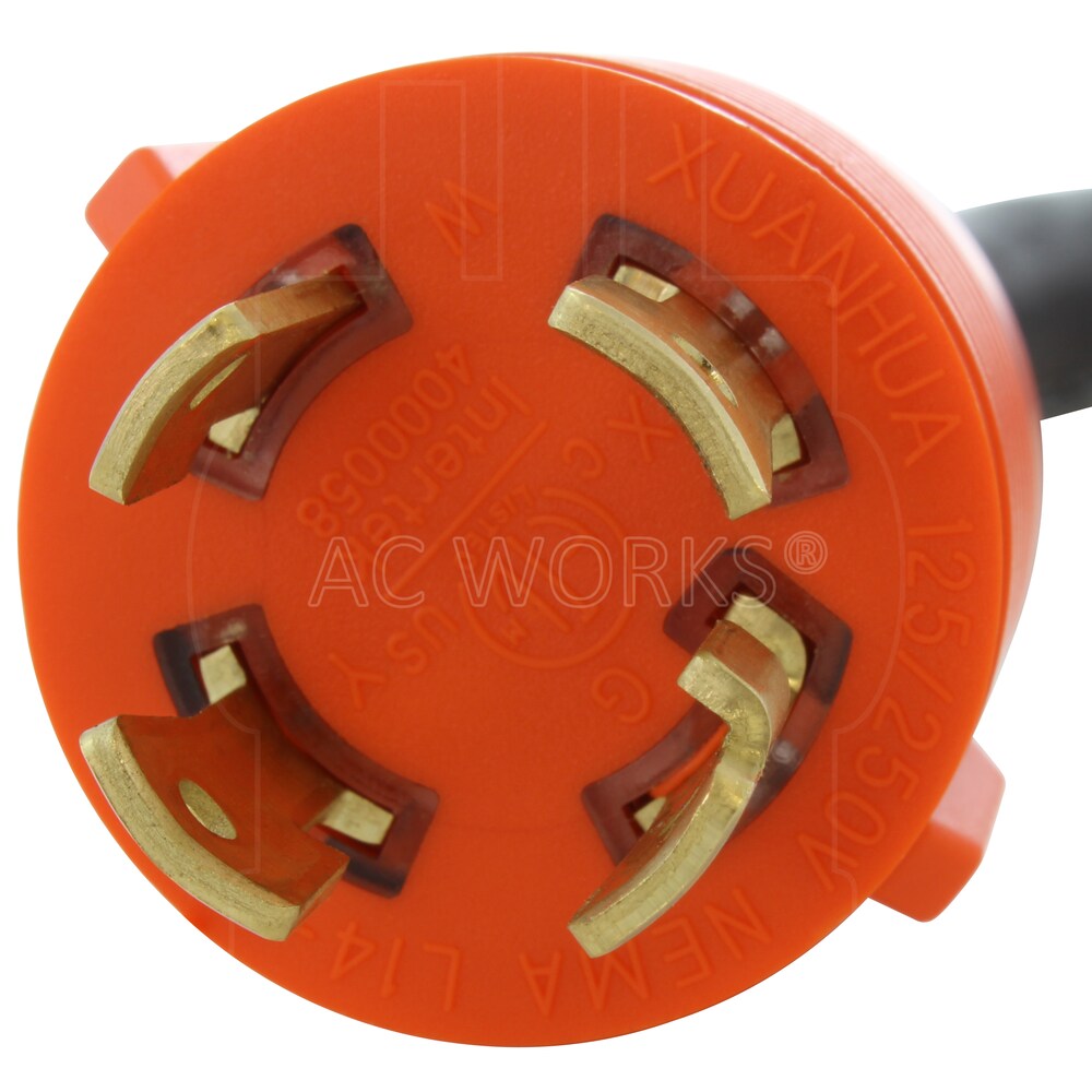 1.5ft 30A 4-Prong 125/250V L14-30P Plug to L14-20R 20A 4-Prong 125/250V Connector