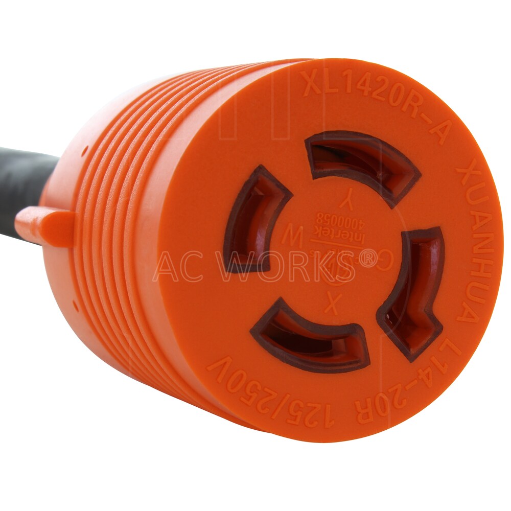 1.5ft 30A 4-Prong 125/250V L14-30P Plug to L14-20R 20A 4-Prong 125/250V Connector