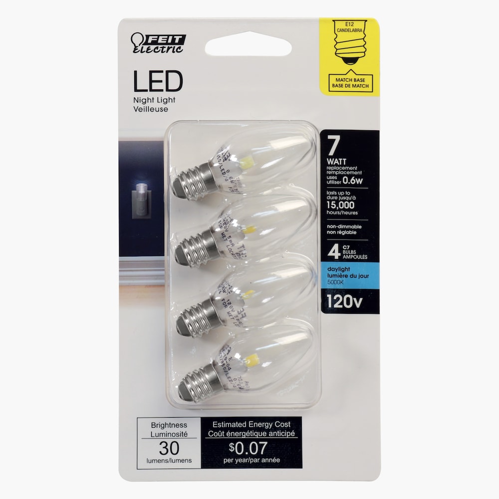 7-Watt Equivalent C7 E12 Base Special Use LED Light Bulb 5000K Daylight (24-Pack)