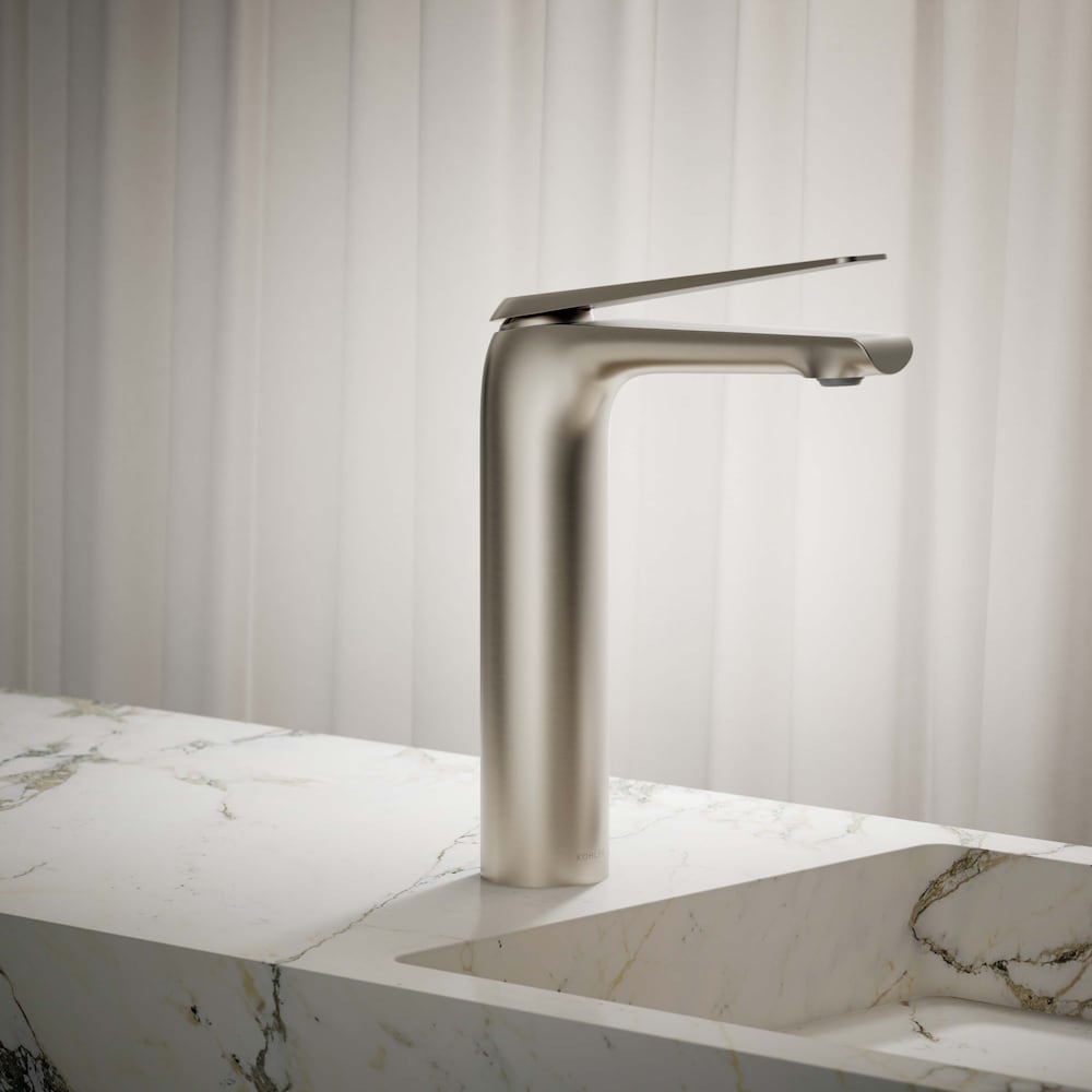 Avid Tall Single-Handle Single-Hole 8 in. Spout Bathroom Sink Faucet in Nickel