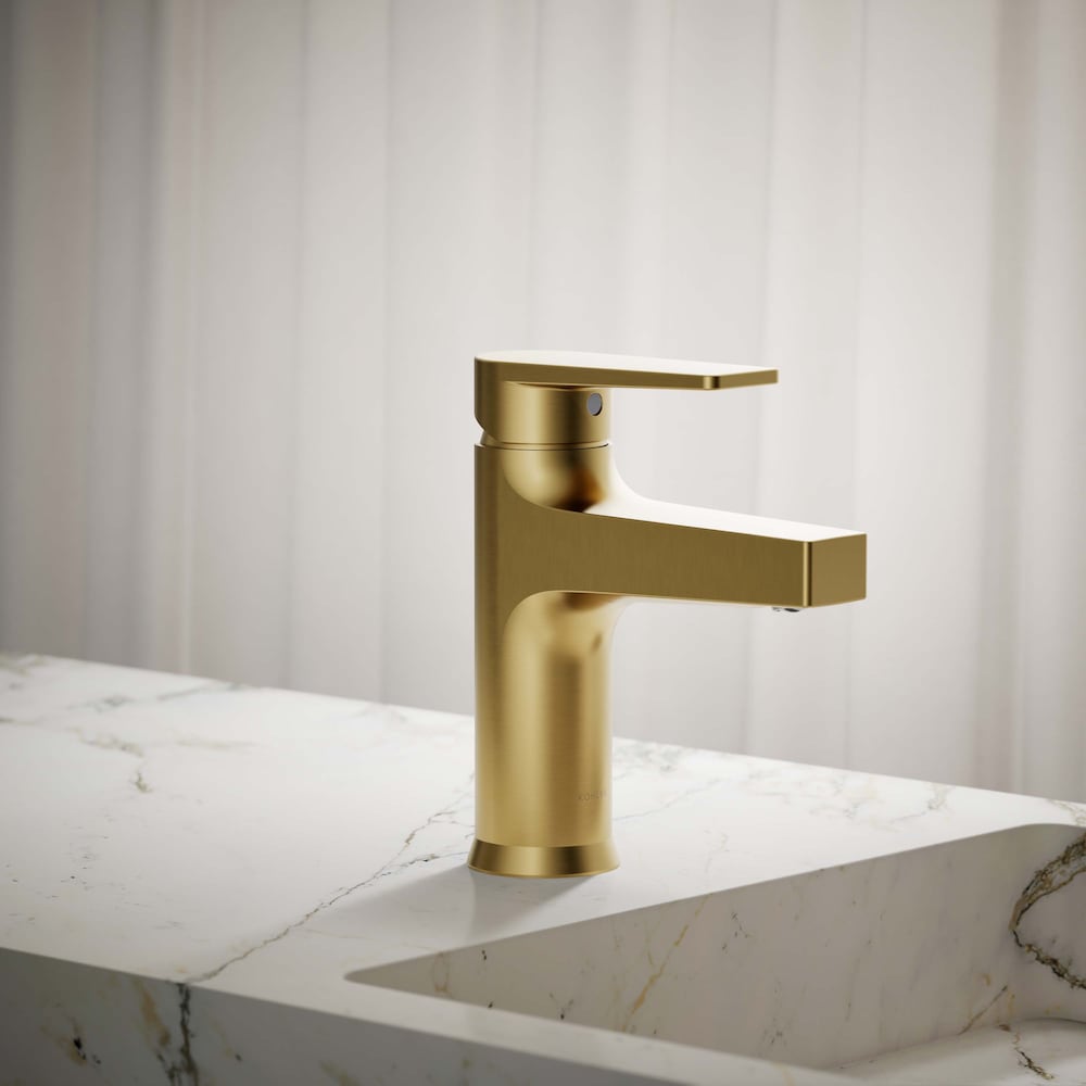 Robinet de lavabo de salle de bain monotrou à poignée unique Taut en laiton