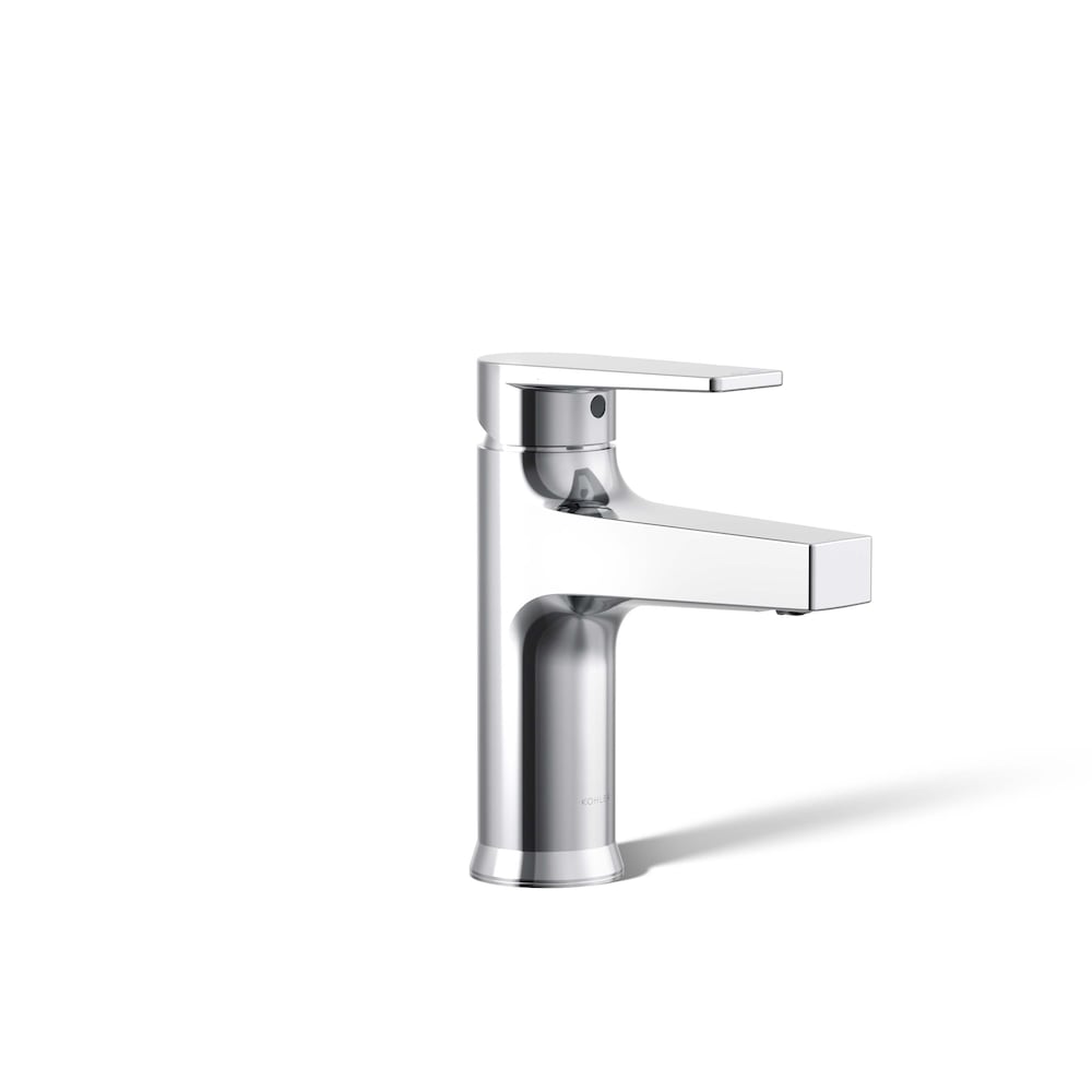 Robinet de salle de bain monotrou à poignée unique Taut en chrome poli