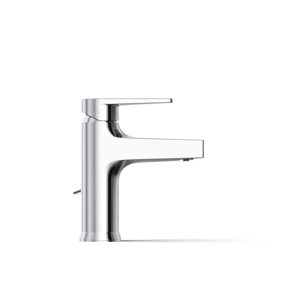 Robinet de salle de bain monotrou à poignée unique Taut en chrome poli