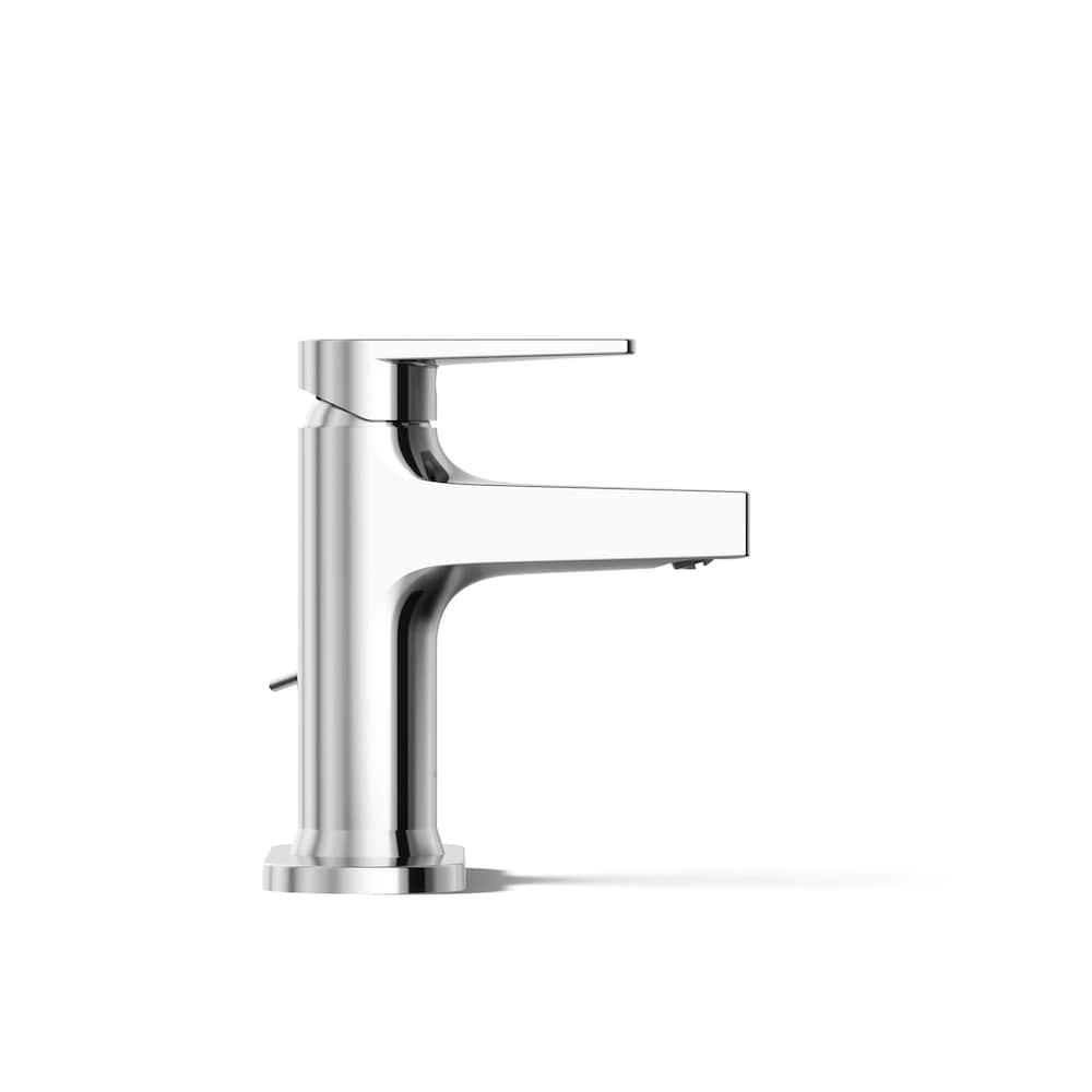 Robinet de salle de bain monotrou Taut à poignée unique avec rosace en chrome poli