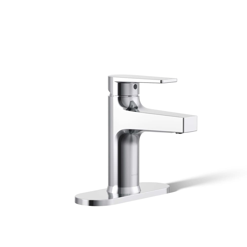 Robinet de salle de bain monotrou Taut à poignée unique avec rosace en chrome poli