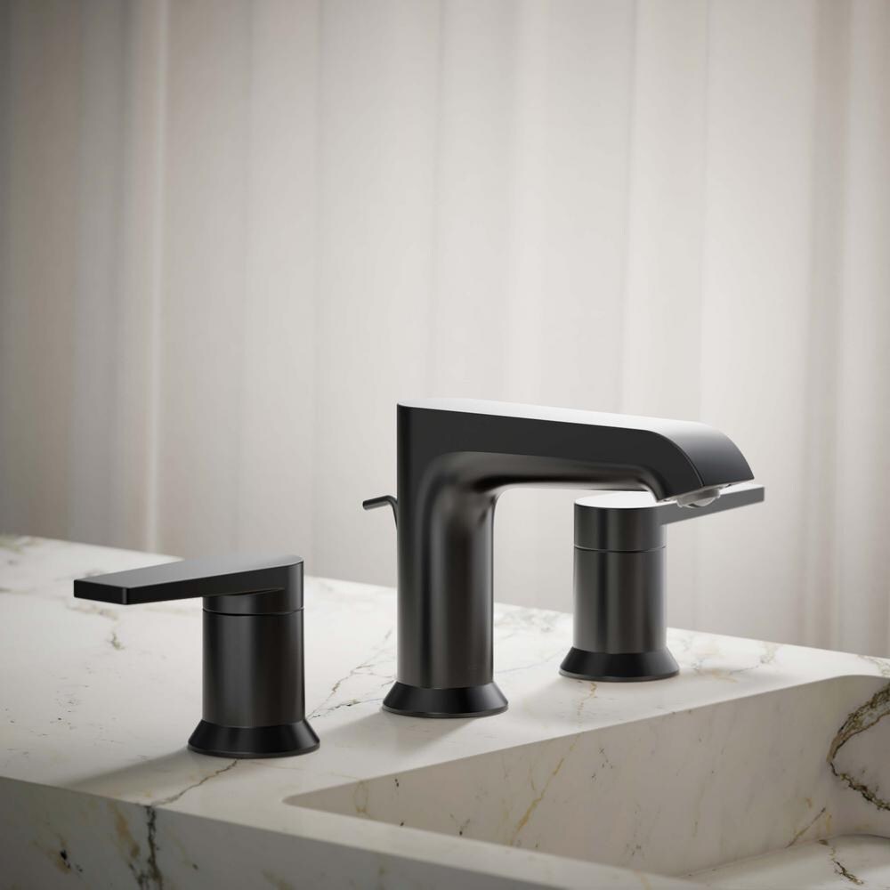 Robinet de lavabo de salle de bain à 2 poignées Hint en noir mat