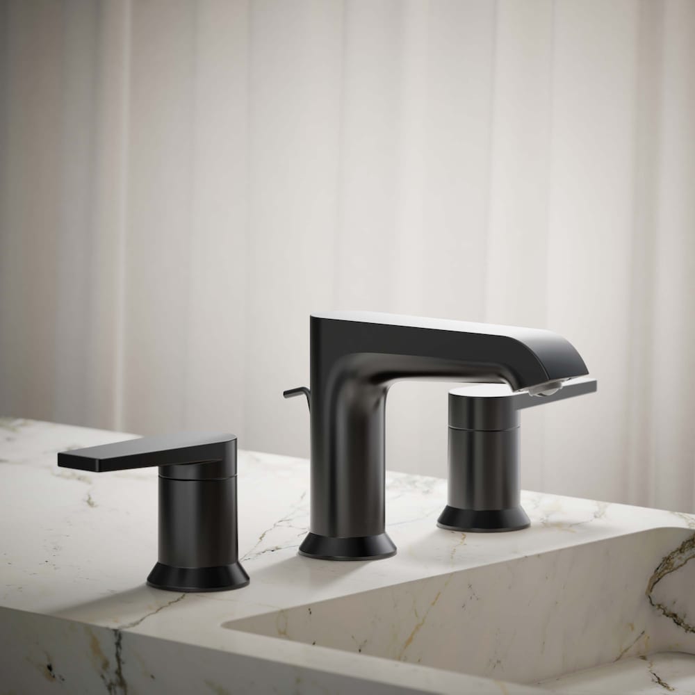 Robinet de lavabo de salle de bain à 2 poignées Hint en noir mat