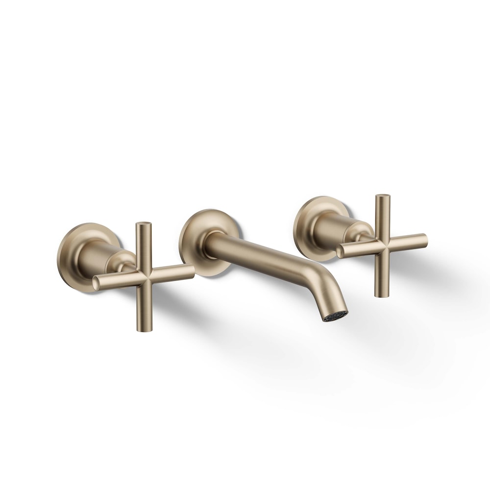 Purist 2-Handle Wall-Mount Bathroom Sink Faucet, with Cross Handles in Bronze (Requires Valve)