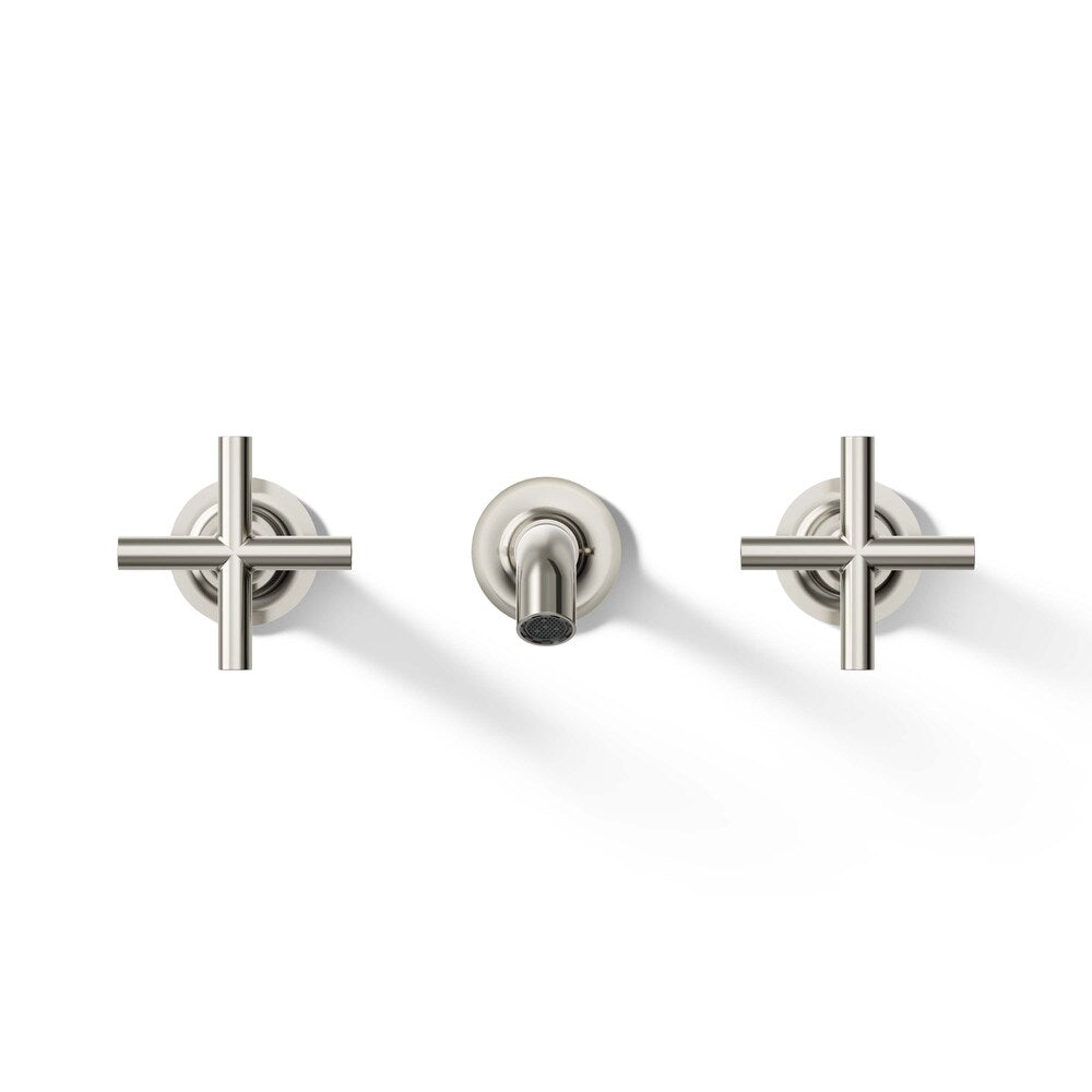 Purist 2-Handle Wall-Mount Bathroom Sink Faucet, with Cross Handles in Polished Nickel (Requires Valve)