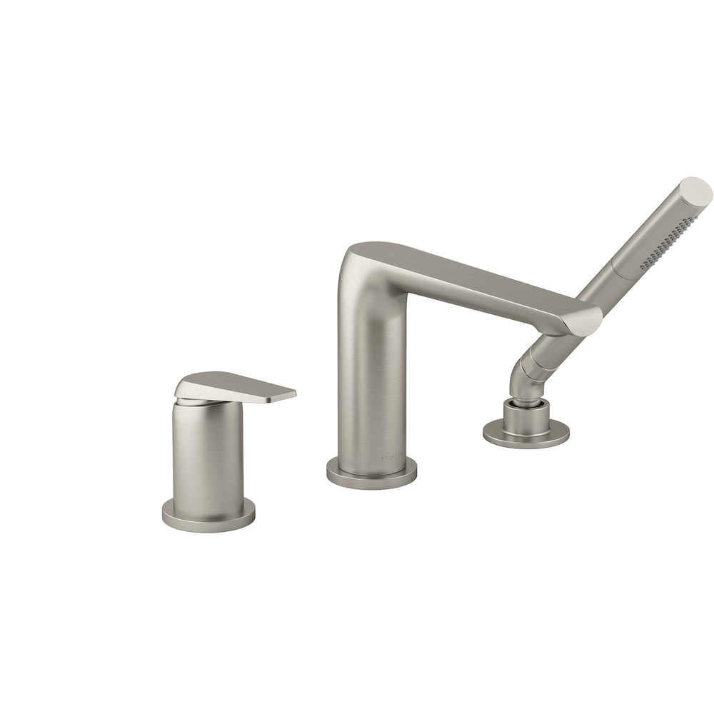 Avid Single-Handle Deck-Mount Roman Tub Faucet with Handshower in Brushed Nickel