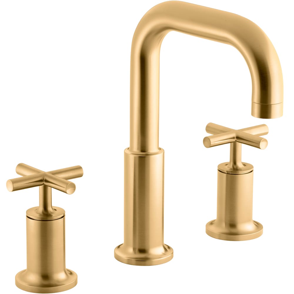 Purist Deck-Mount Bath Faucet, High-Flow Valve with Cross Handles in Brass