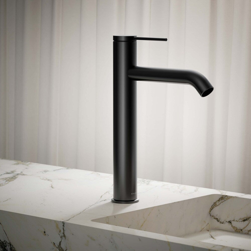 Components Single-handle bathroom sink faucet, Black