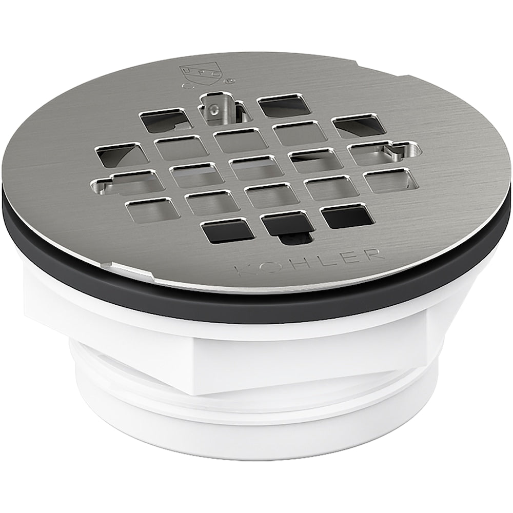 Round PVC Shower Receptor Drain in Brushed Stainless