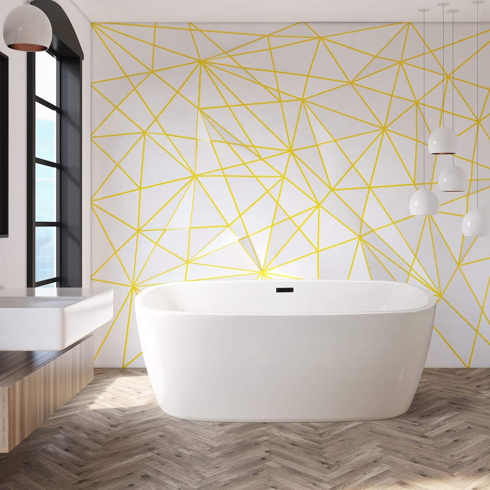 59 inch Streamline N780BL Soaking Freestanding Bathtub and Tray with Internal Drain