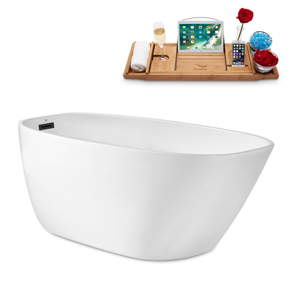 59 inch Streamline N1780BL Freestanding Bathtub and Tray with Internal Drain