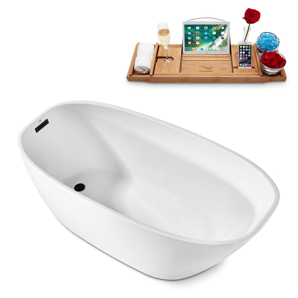 59 inch Streamline N1780BL Freestanding Bathtub and Tray with Internal Drain