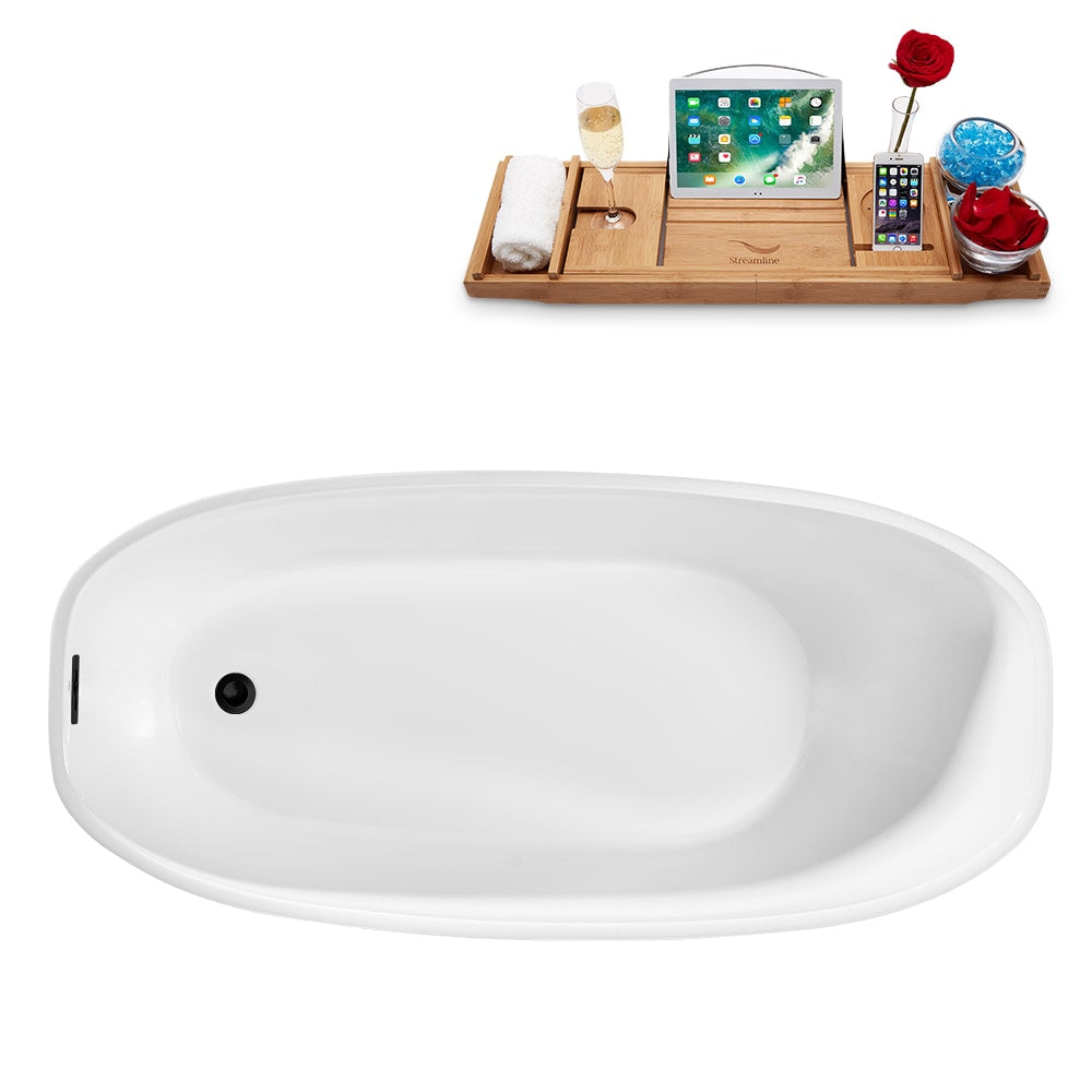 59 inch Streamline N1780BL Freestanding Bathtub and Tray with Internal Drain