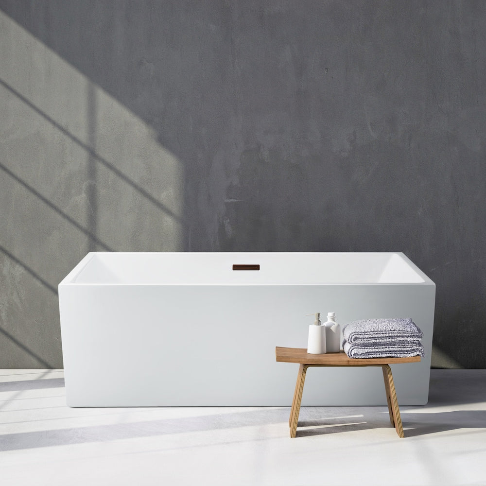 58 inch Streamline N262ORB Soaking Freestanding Bathtub and Tray with Internal Drain