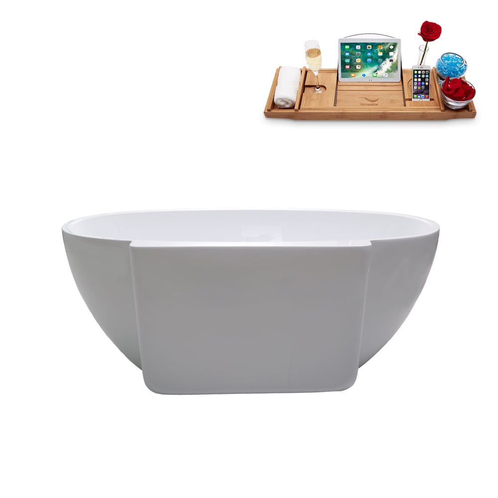 59 inch Streamline N300ORB Soaking Freestanding Bathtub and Tray with Internal Drain