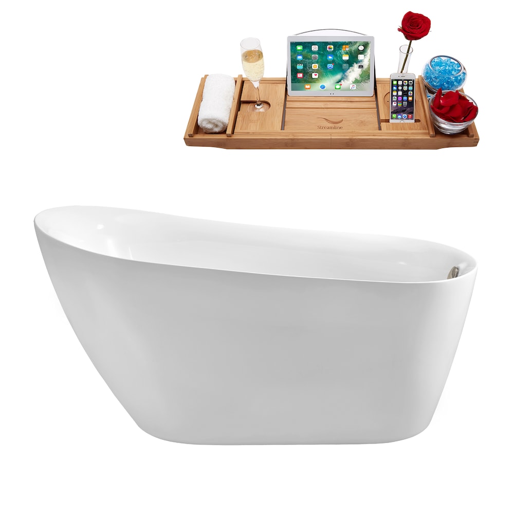 67 inch Streamline N281BNK Soaking Freestanding Bathtub and Tray with Internal Drain