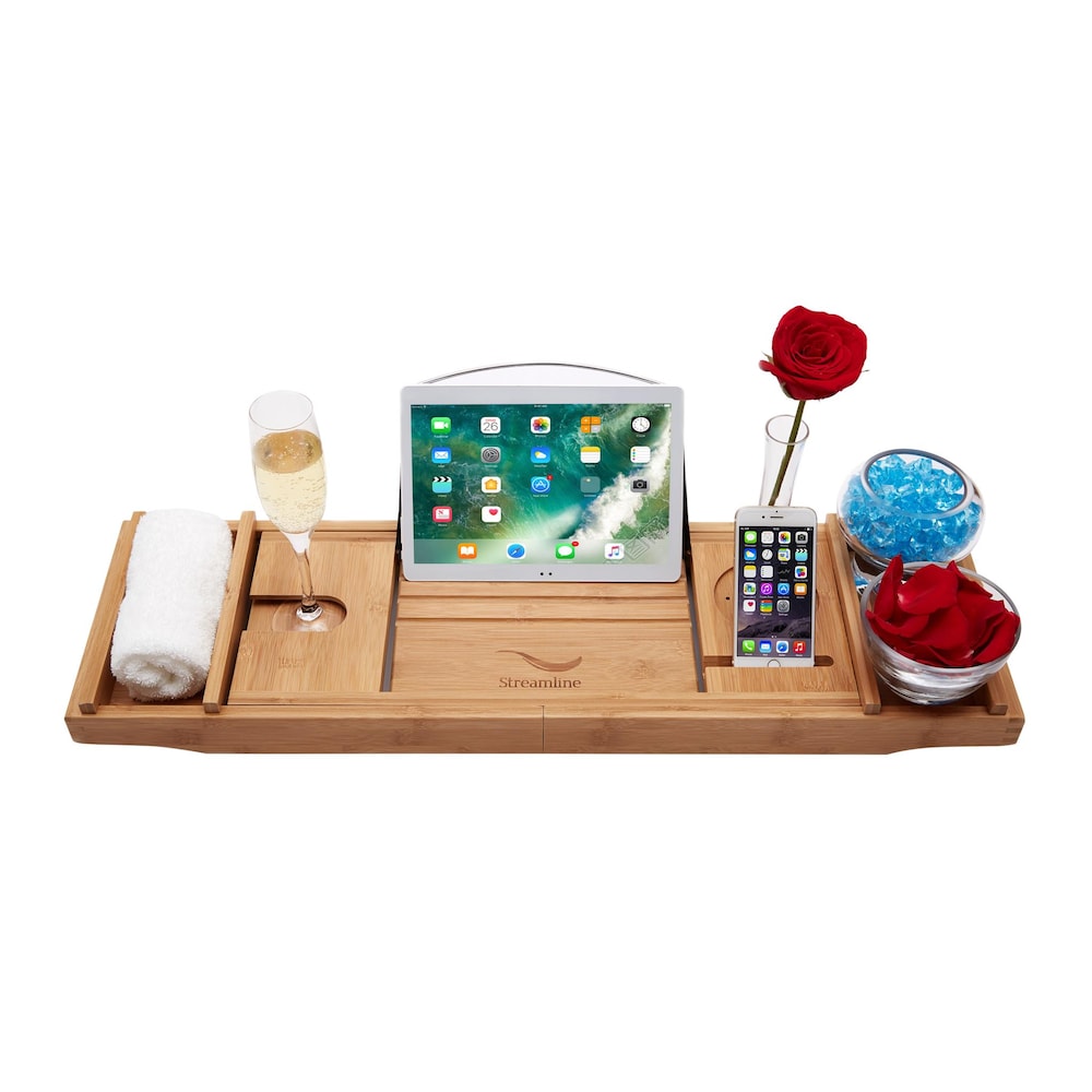 Baignoire autoportante Streamline N320WH de 60 pouces et plateau avec drain interne