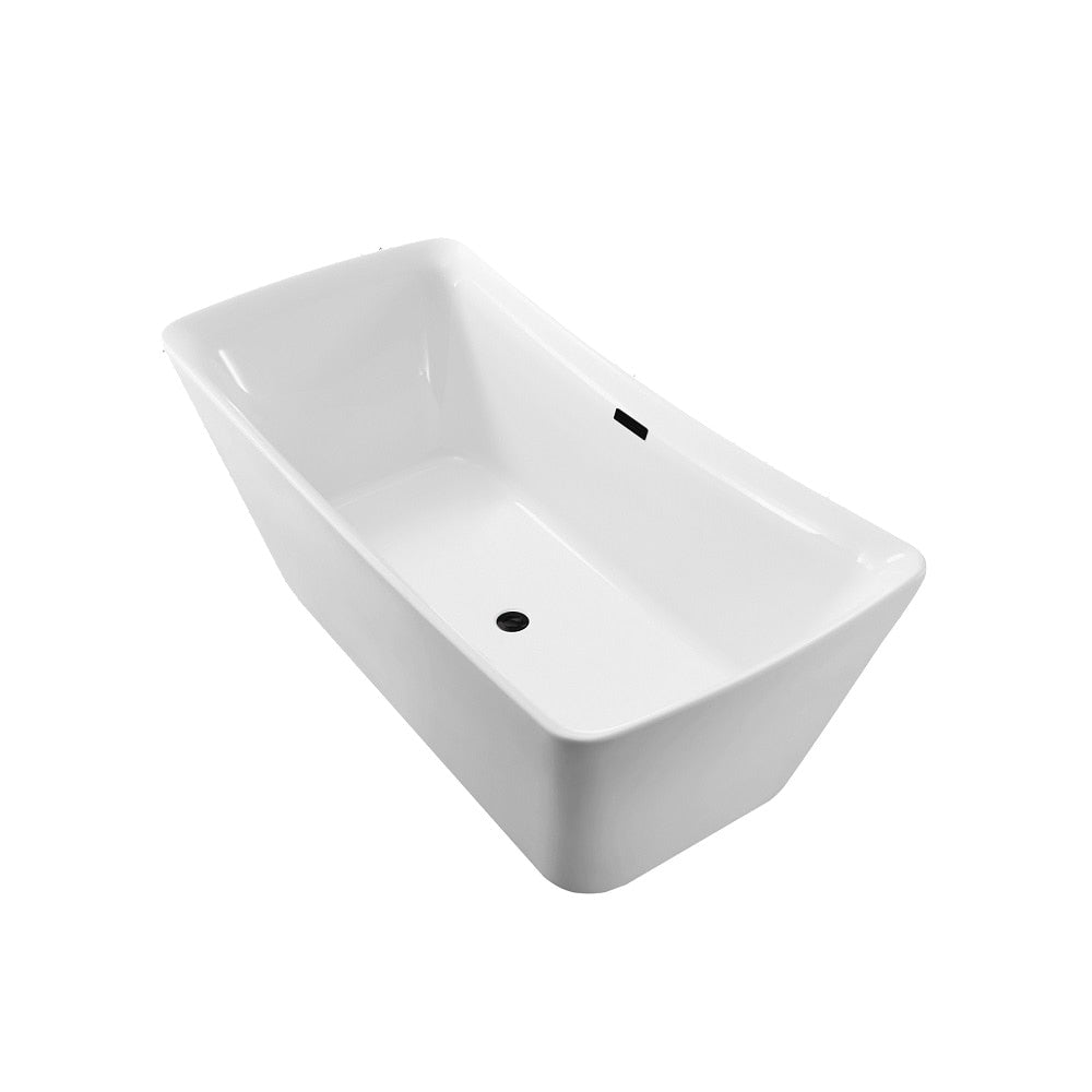 Baignoire autoportante Streamline NPT9541BL de 67 pouces avec drain interne
