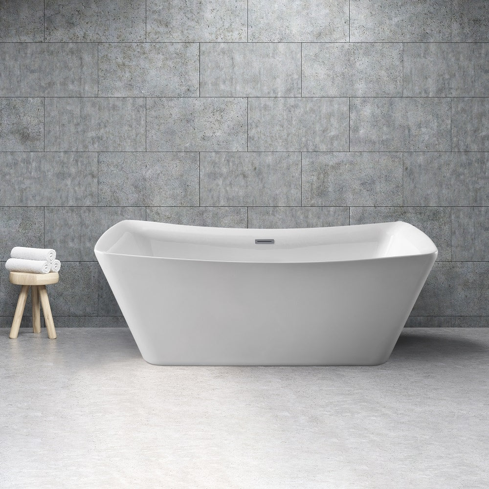 Baignoire autoportante Streamline NPT9542CH de 70 pouces avec drain interne