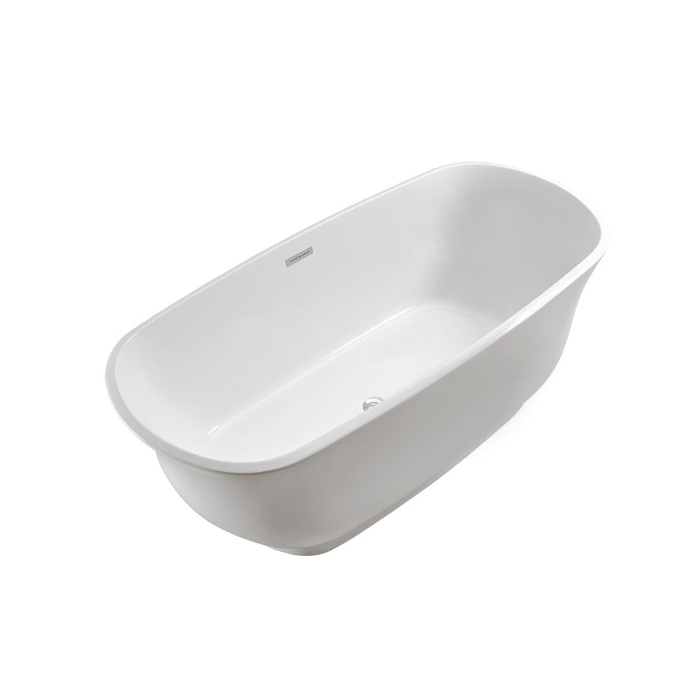 67 inch Streamline NPT9661CH Soaking Freestanding Bathtub with Internal Drain