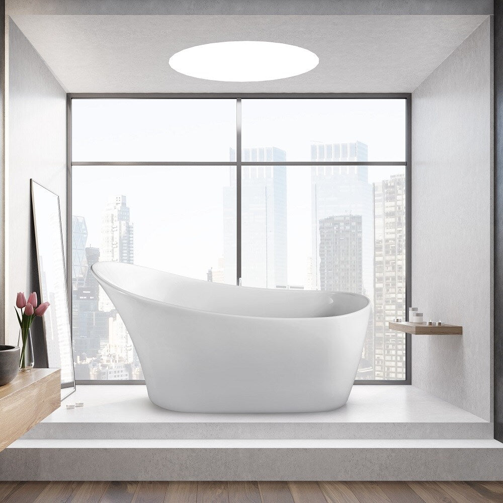 63 inch Streamline NPT9821CH Soaking Freestanding Bathtub with Internal Drain