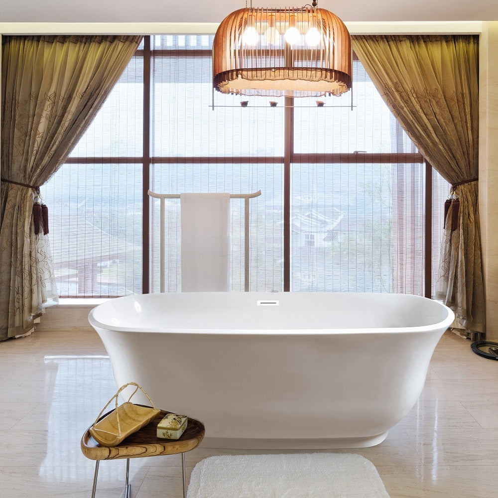 67 inch Streamline NPT9661WH Soaking Freestanding Bathtub with Internal Drain