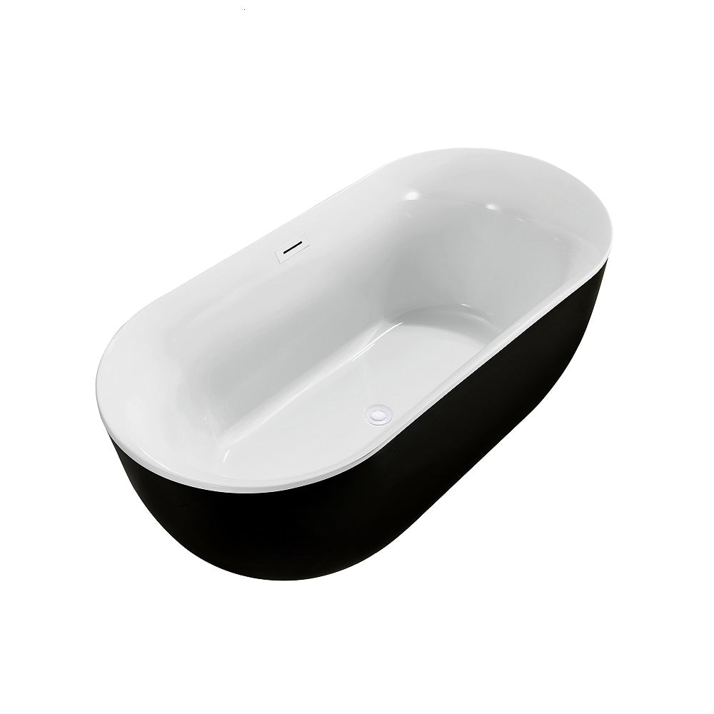 67 inch Streamline NPT9802WH Soaking Freestanding Bathtub with Internal Drain