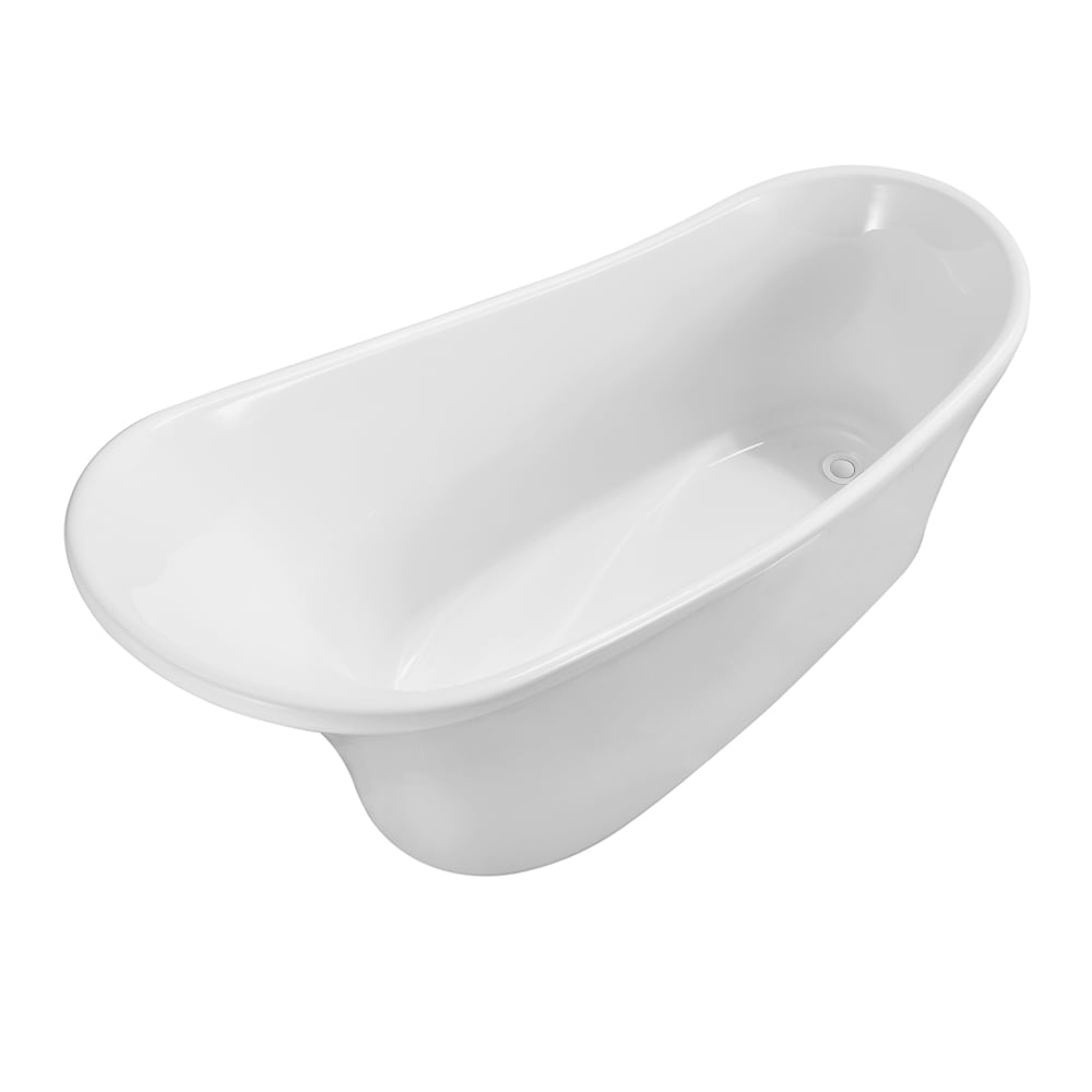 59 inch Streamline NPT9820WH Soaking Freestanding Bathtub with Internal Drain