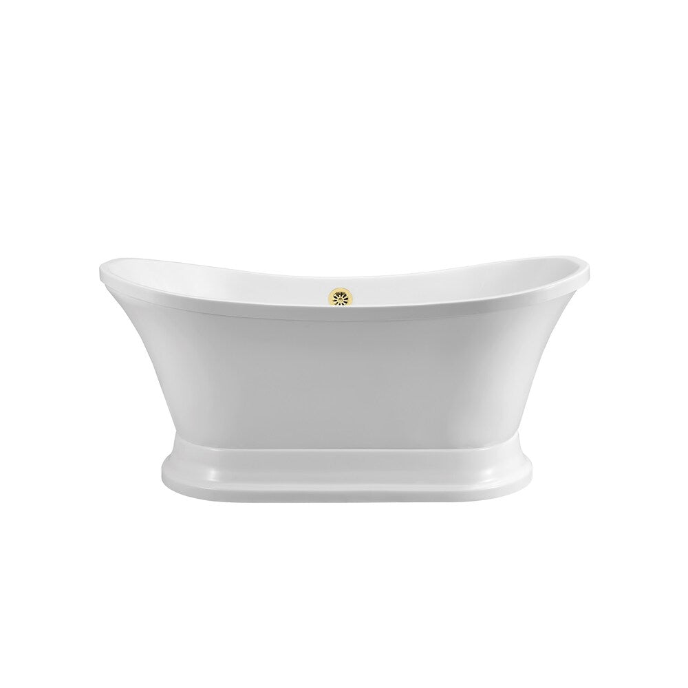 60 inch Streamline N10280GLD Soaking Freestanding Bathtub with External Drain