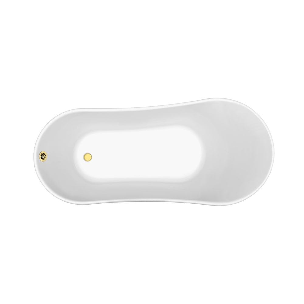 63 inch Streamline NPT9342GLD-GLD Soaking Clawfoot Bathtub with External Drain