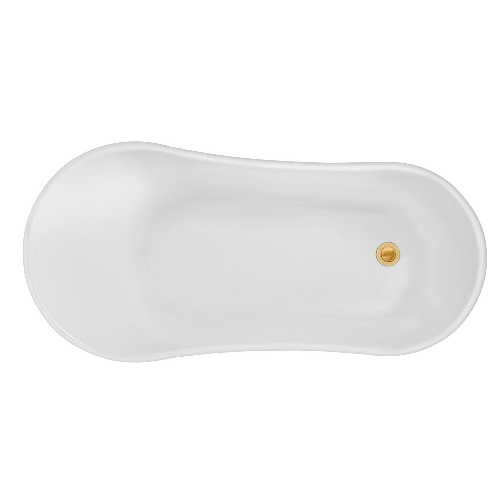 63 inch Streamline NPT9348GLD-GLD Clawfoot Bathtub with Internal Drain