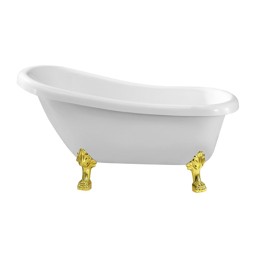 61 inch Streamline NPT9480GLD-GLD Soaking Clawfoot Bathtub with Internal Drain